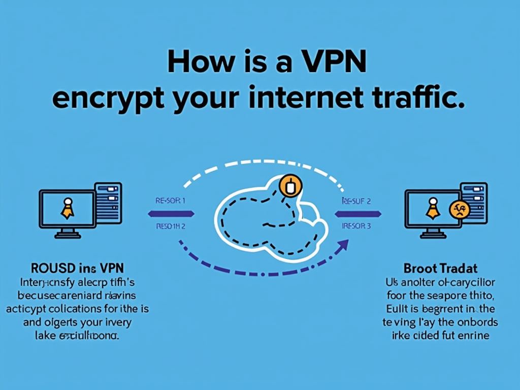 Infographic of VPN encryption and server routing process