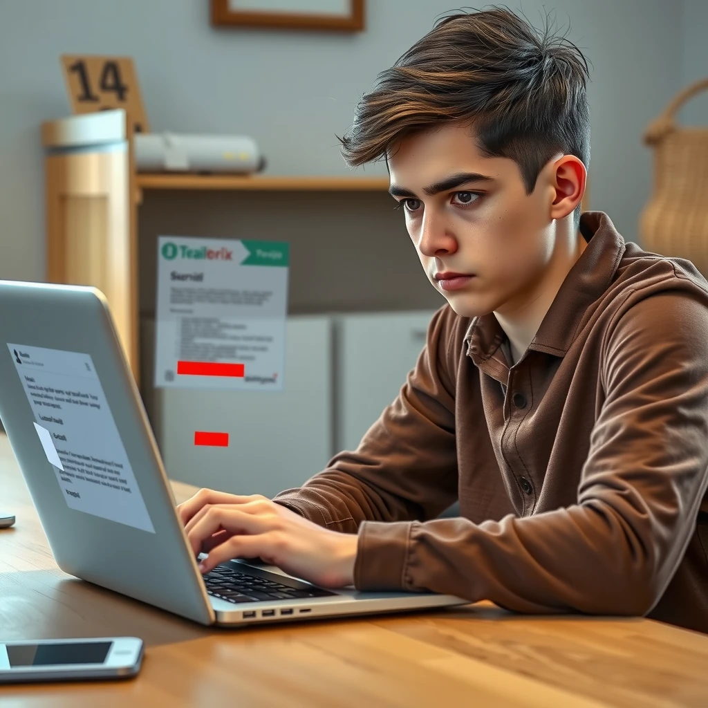 Person carefully inspecting a suspicious phishing email on laptop with highlighted red flags