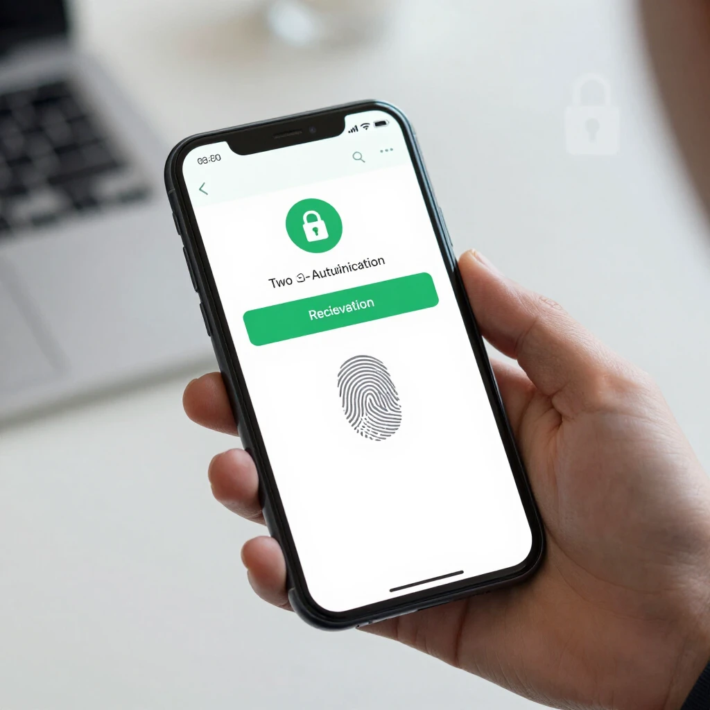 Person enabling two-factor authentication on smartphone with code displayed