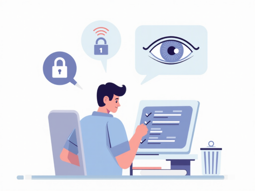 Person managing privacy settings on a laptop