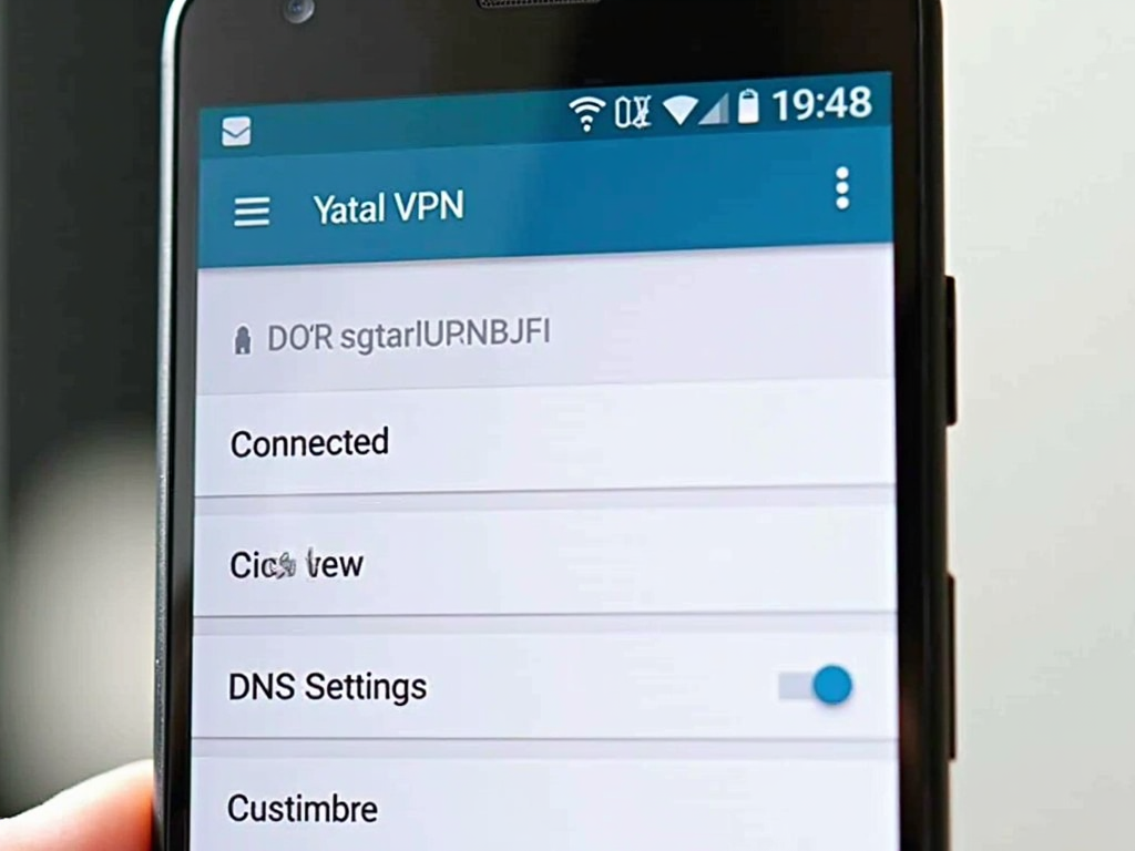 Mullvad VPN app on smartphone with DNS over VPN enabled
