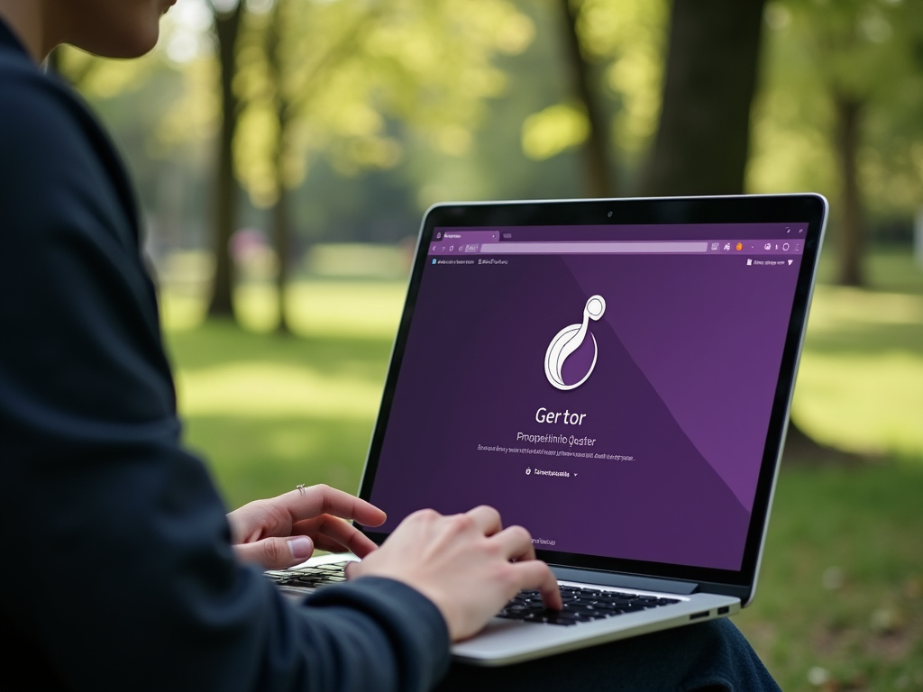 Tor Browser on a laptop, highlighting anonymous browsing.