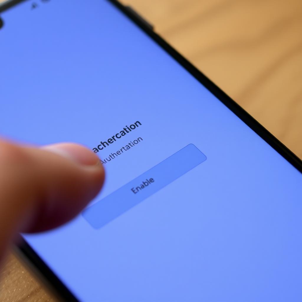 Enabling two-factor authentication on a smartphone for enhanced security.