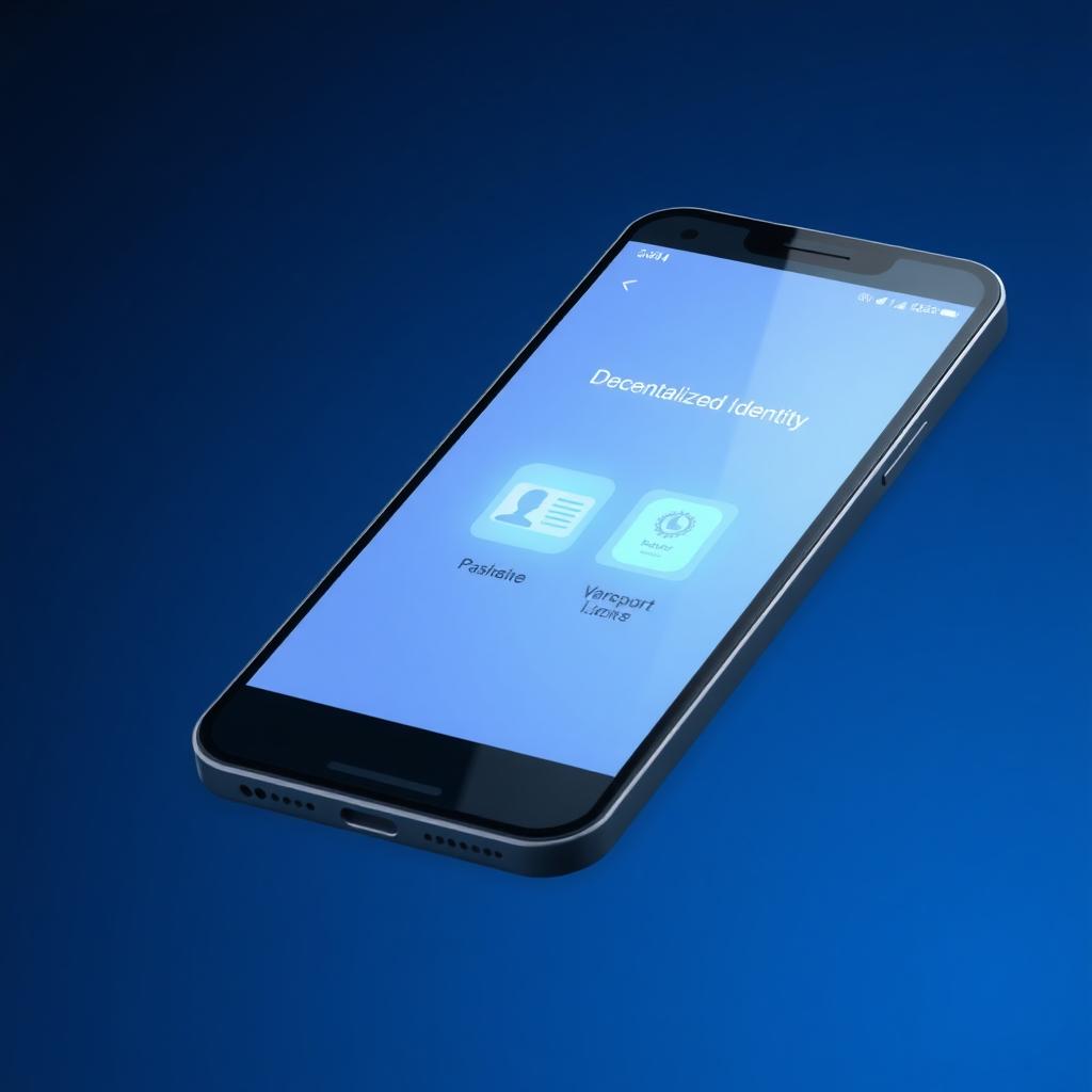 Smartphone displaying a decentralized identity app with verifiable credentials