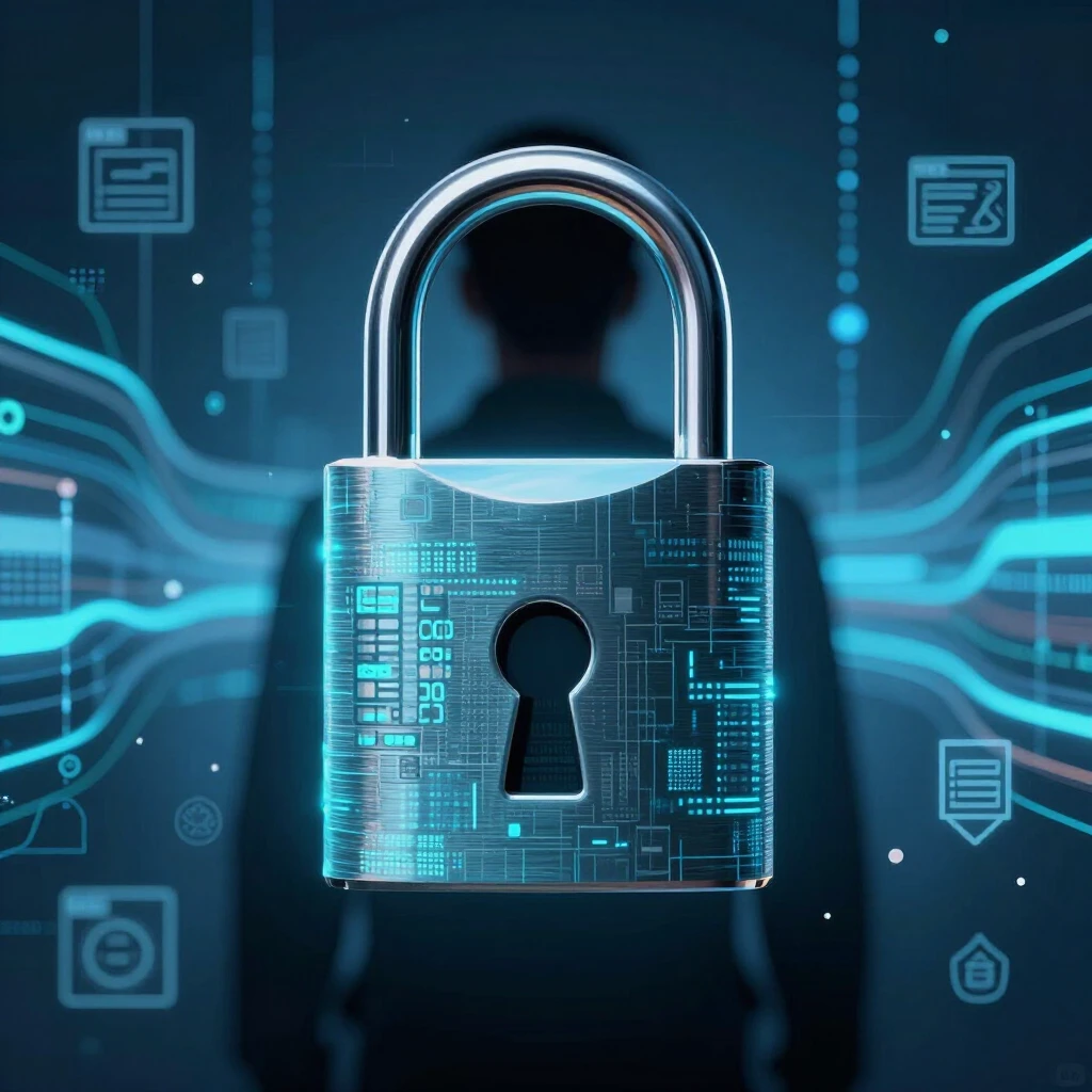 Digital lock protecting personal data from online threats