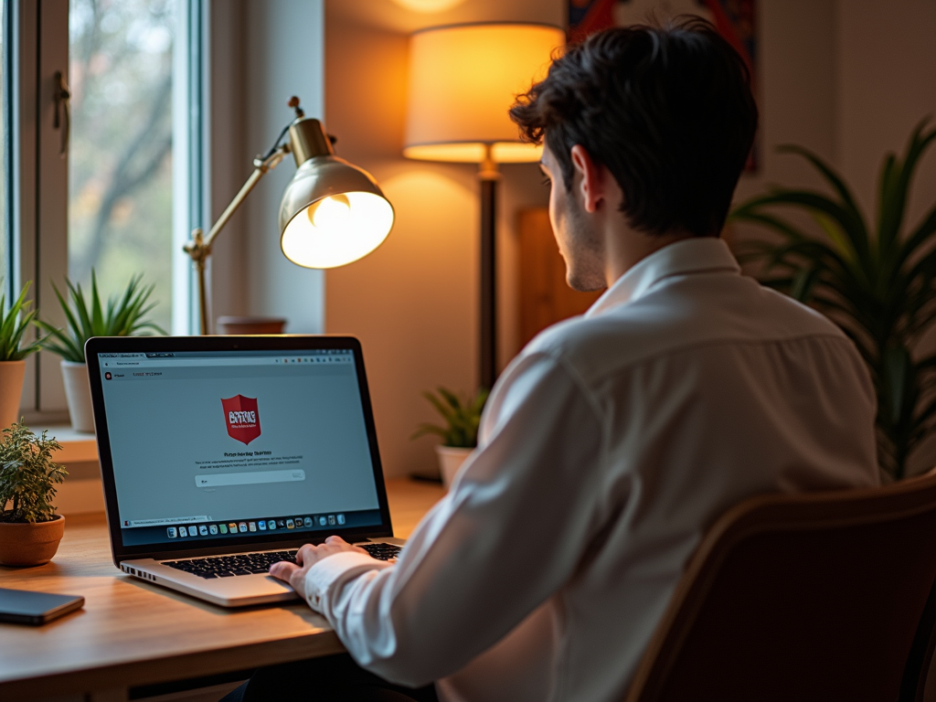 A person using a privacy-focused browser on a laptop