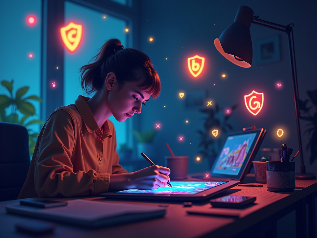 Digital artist protecting their work