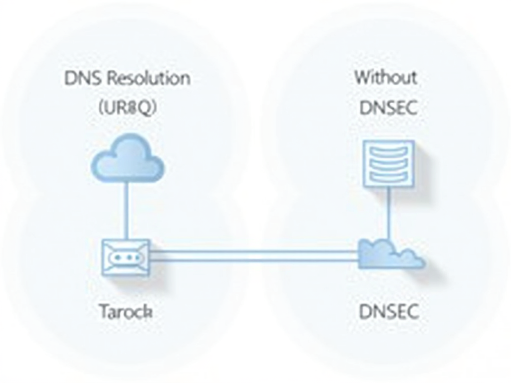 Diagram comparing DNS resolution with and without DNSSEC