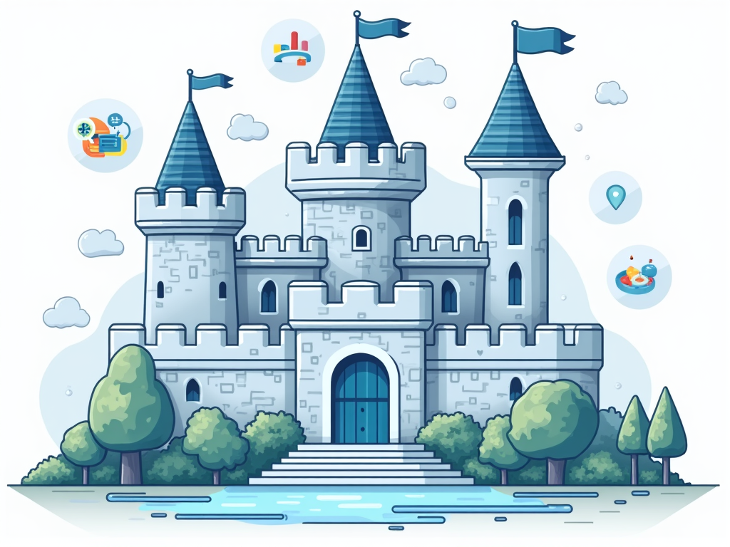 Digital fortress representing layered online privacy protection