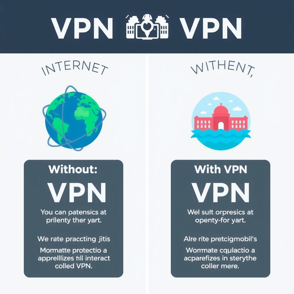 Comparison infographic of browsing with and without a VPN