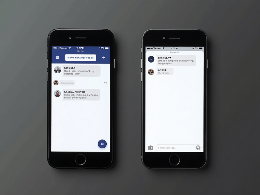 Smartphones displaying a secure messaging app and an encrypted message notification.