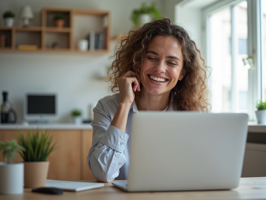 Person happy with encrypted laptop