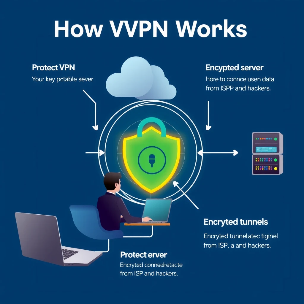 Illustration showing how a VPN creates an encrypted tunnel to protect your data