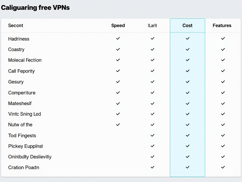 VPN comparison table on screen