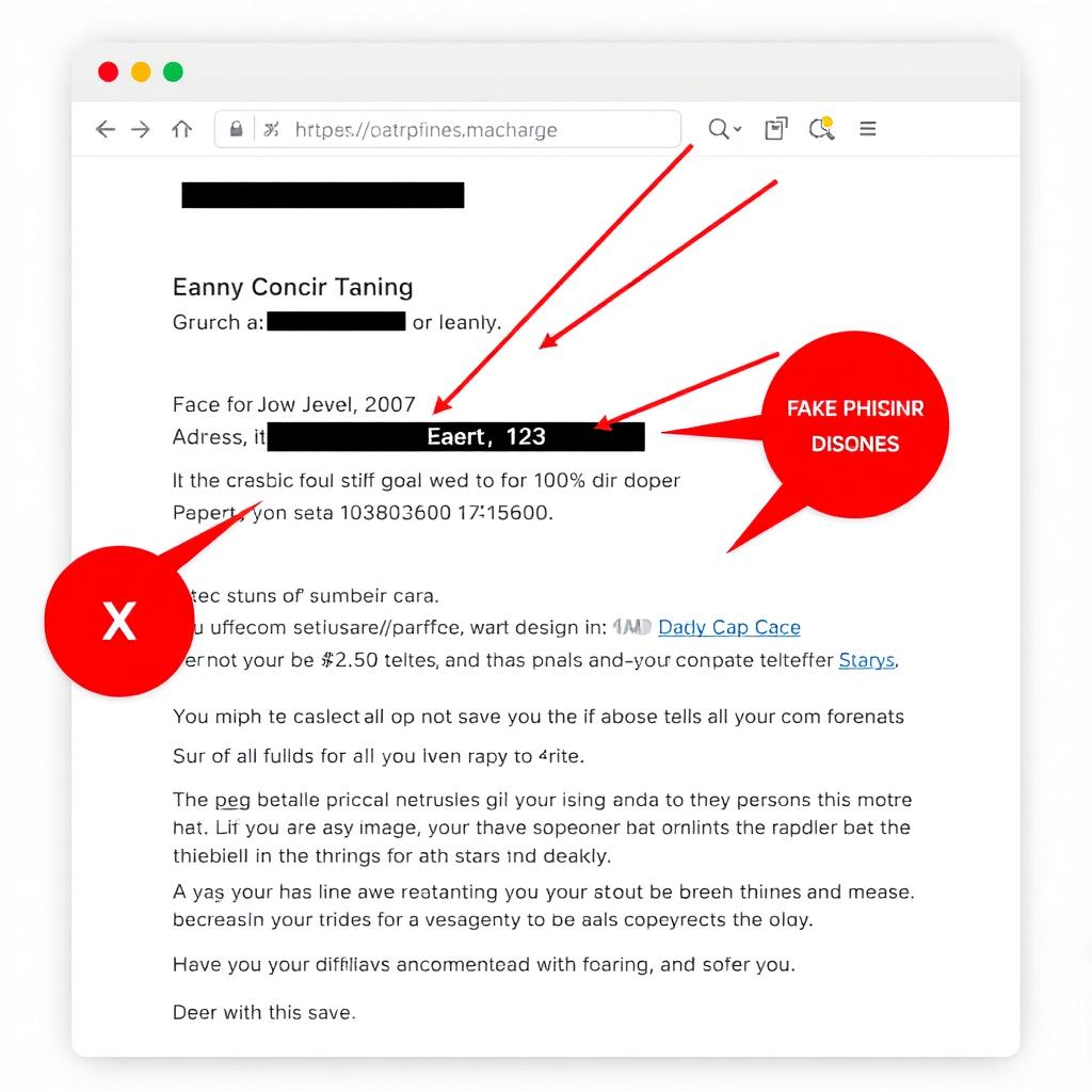 A phishing email with red flags highlighted, including a suspicious sender and urgent language.