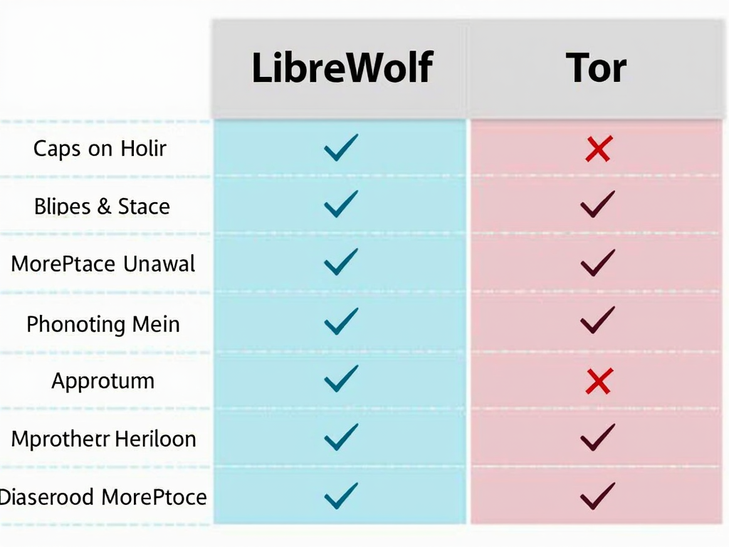 Comparison chart of LibreWolf and Tor features.