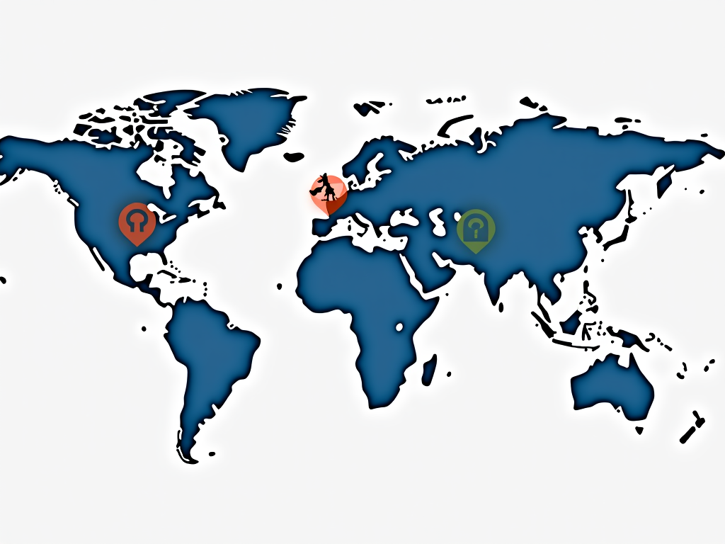 Global map illustrating various online privacy laws by region.