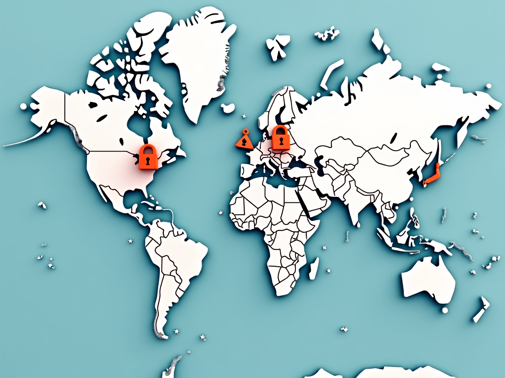 Map with privacy locks on Switzerland and British Virgin Islands