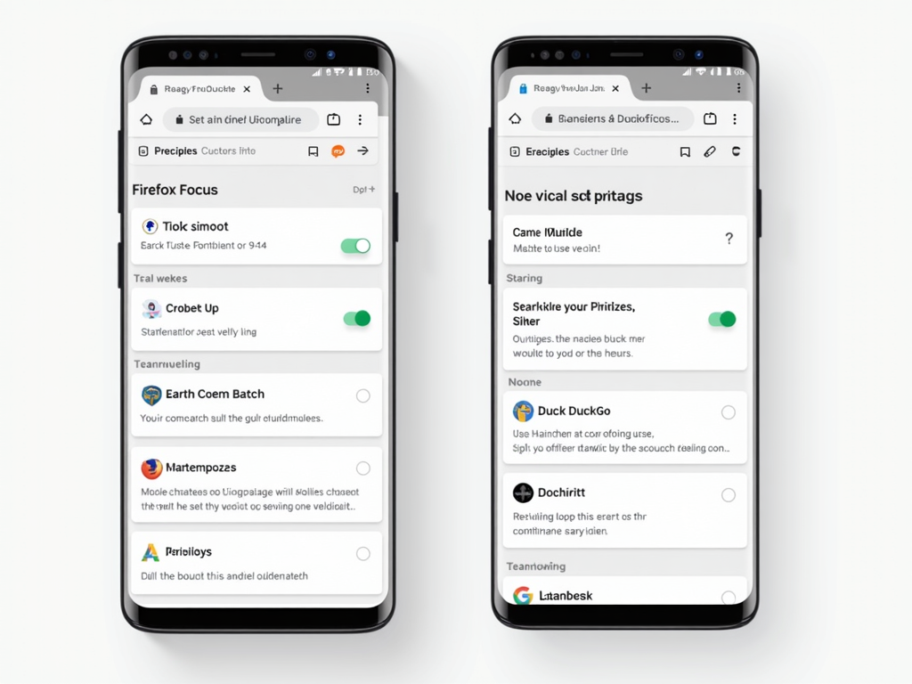 Firefox Focus and DuckDuckGo privacy features on smartphone