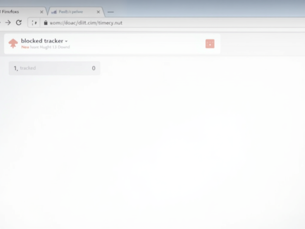 Firefox browser with privacy add-ons blocking a tracker