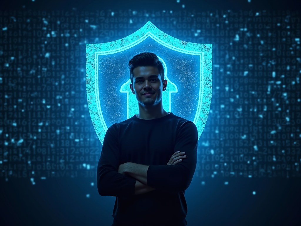 Person protected by a digital privacy shield