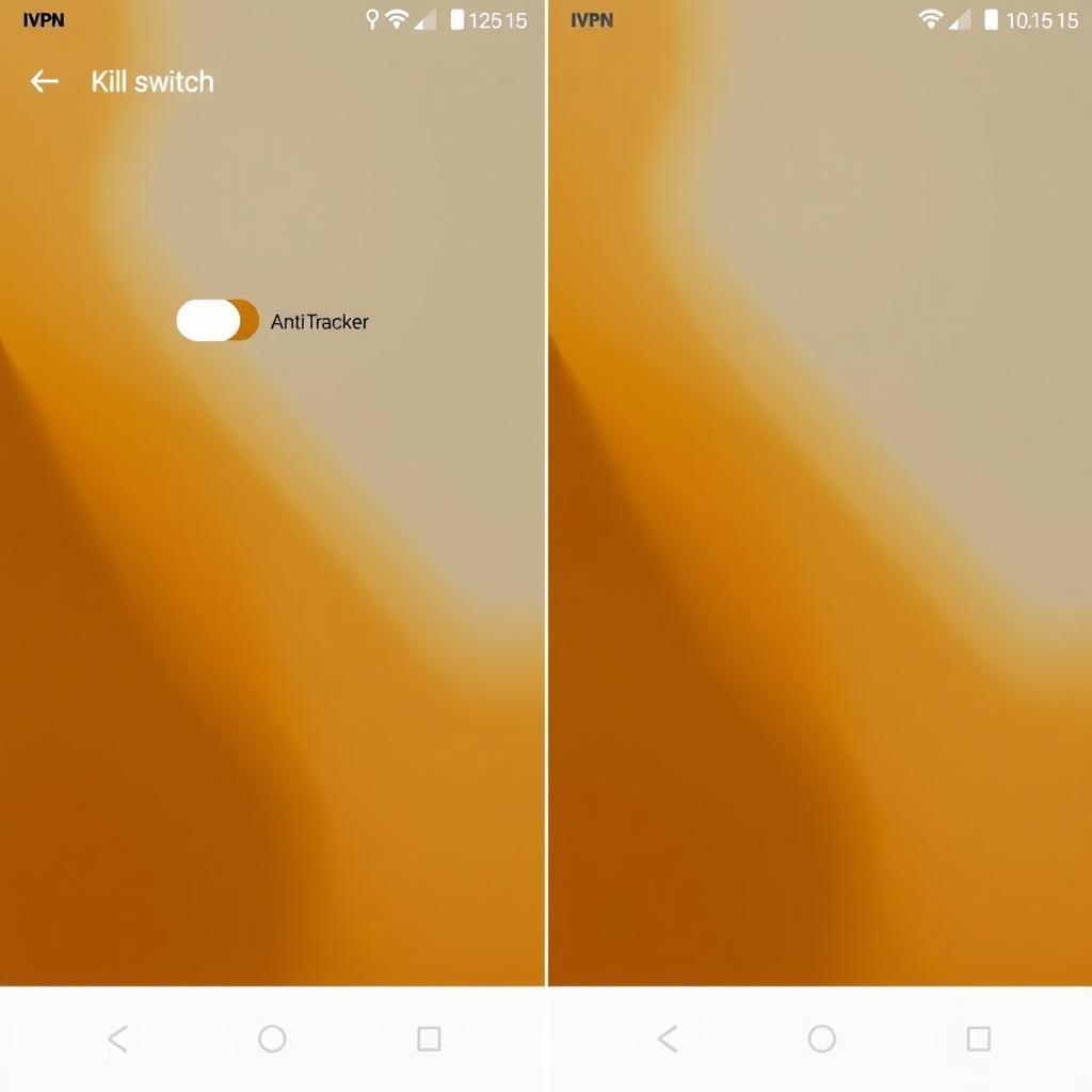 IVPN app on Android with kill switch and AntiTracker enabled