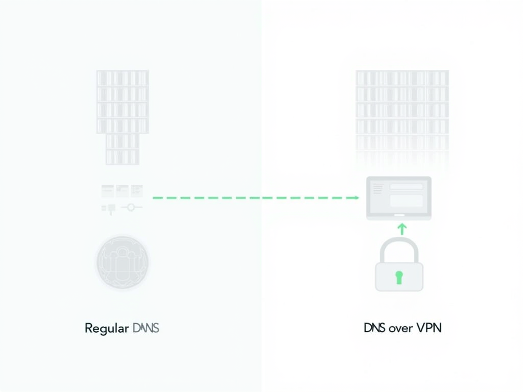 Comparison of regular DNS vs DNS over VPN