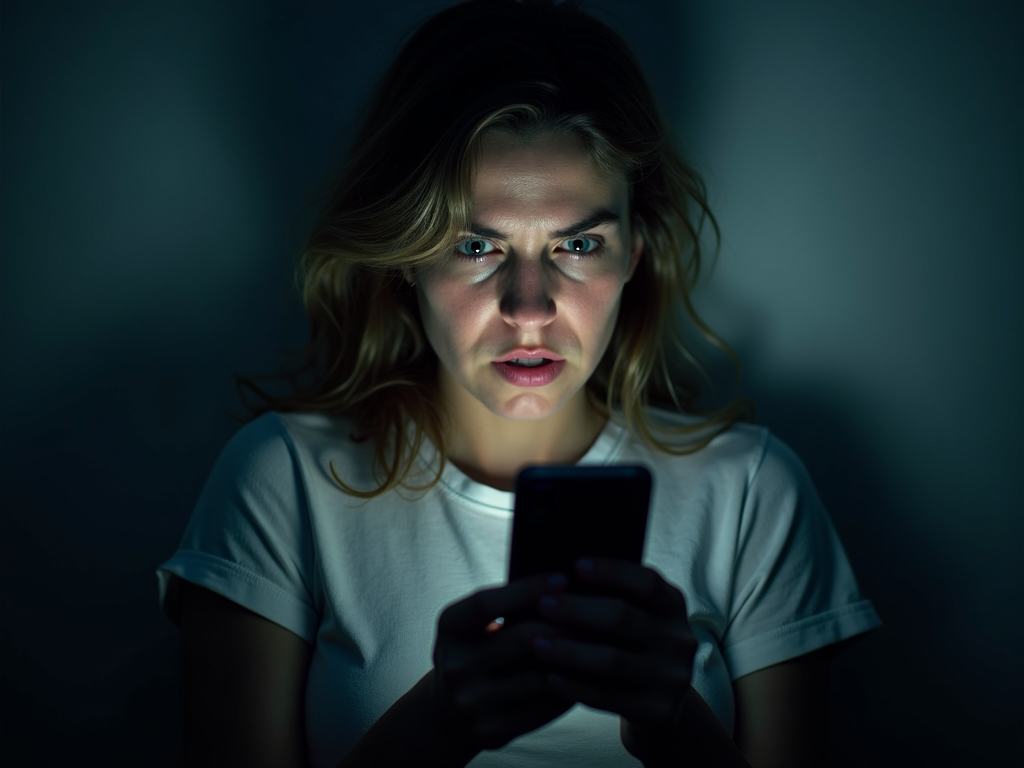 Person examining a phishing email on smartphone