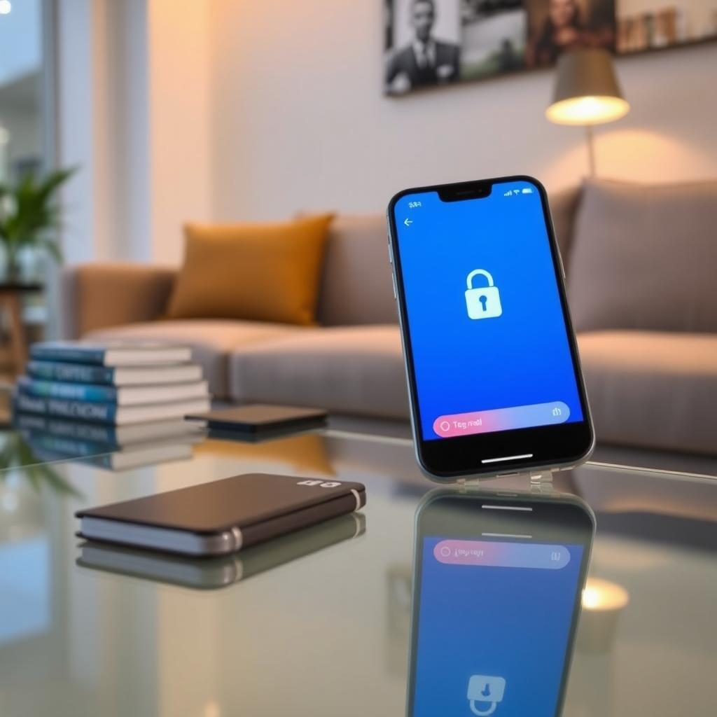 Smartphone showing Signal’s encrypted chat interface on a glass table