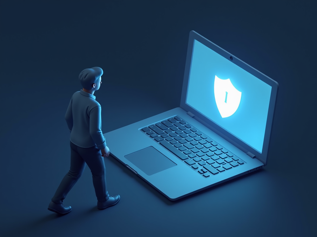 Shield symbol on a laptop screen