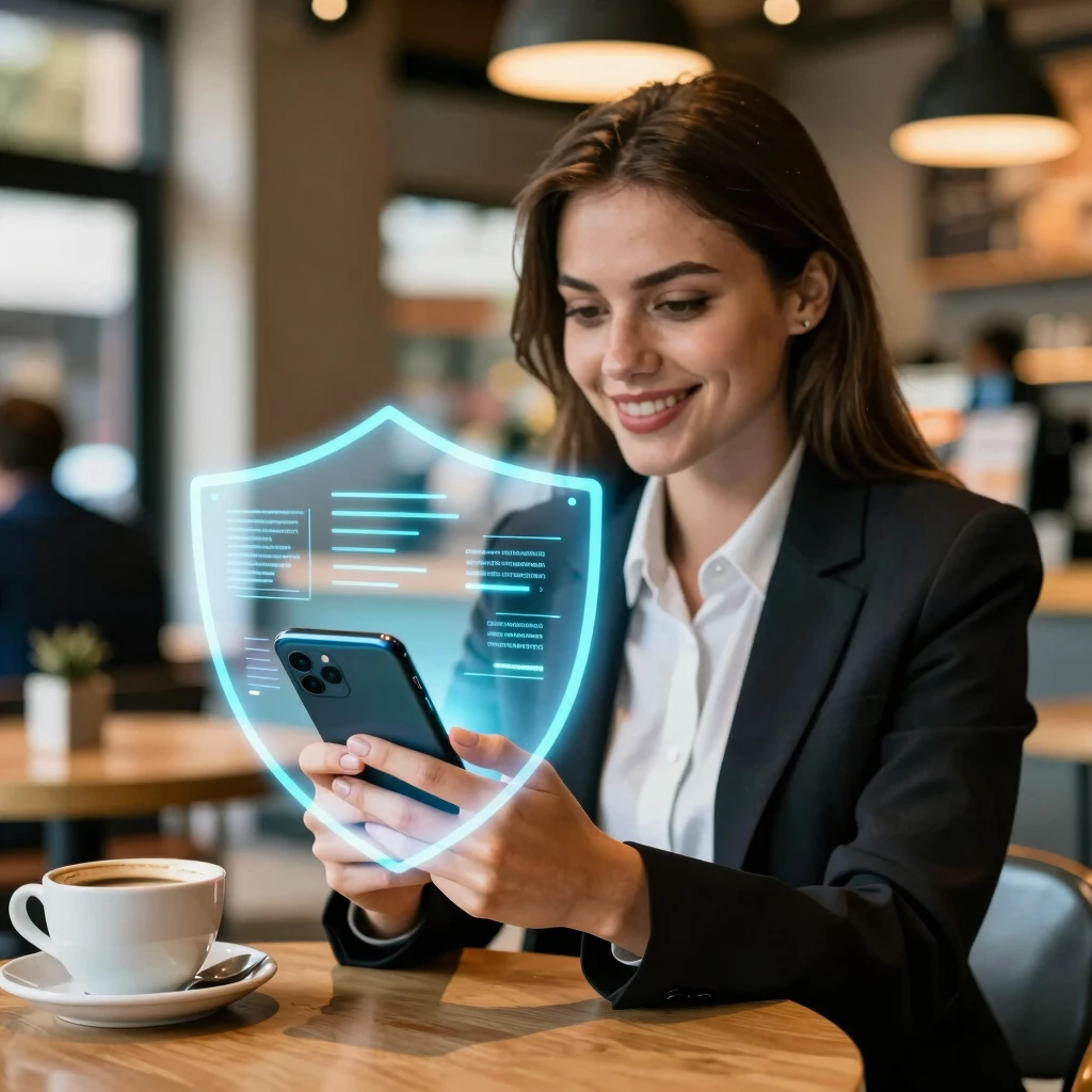 User enjoying secure browsing with IVPN on Android in public