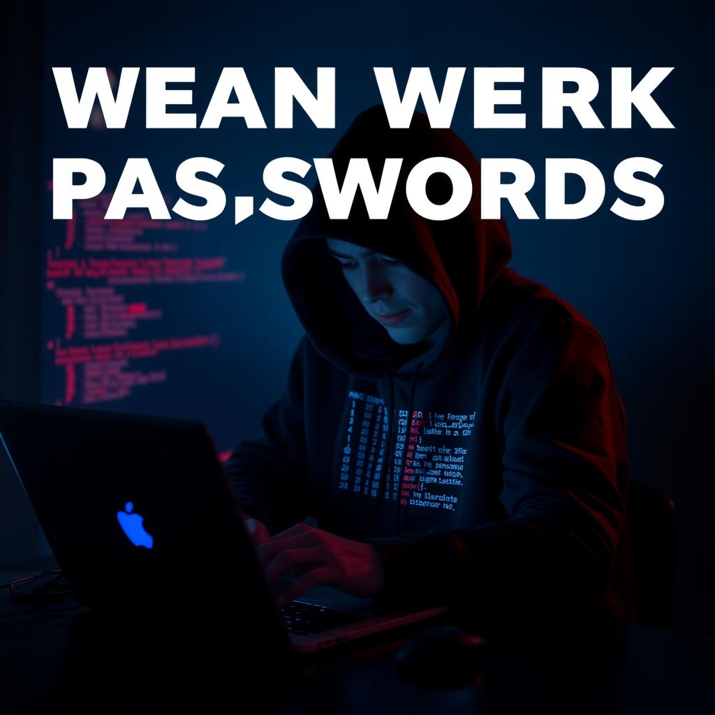 A hacker typing on a laptop, symbolizing cyber threats to weak passwords.