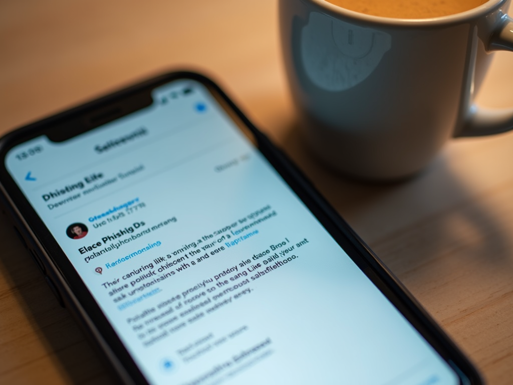 Phishing email on smartphone