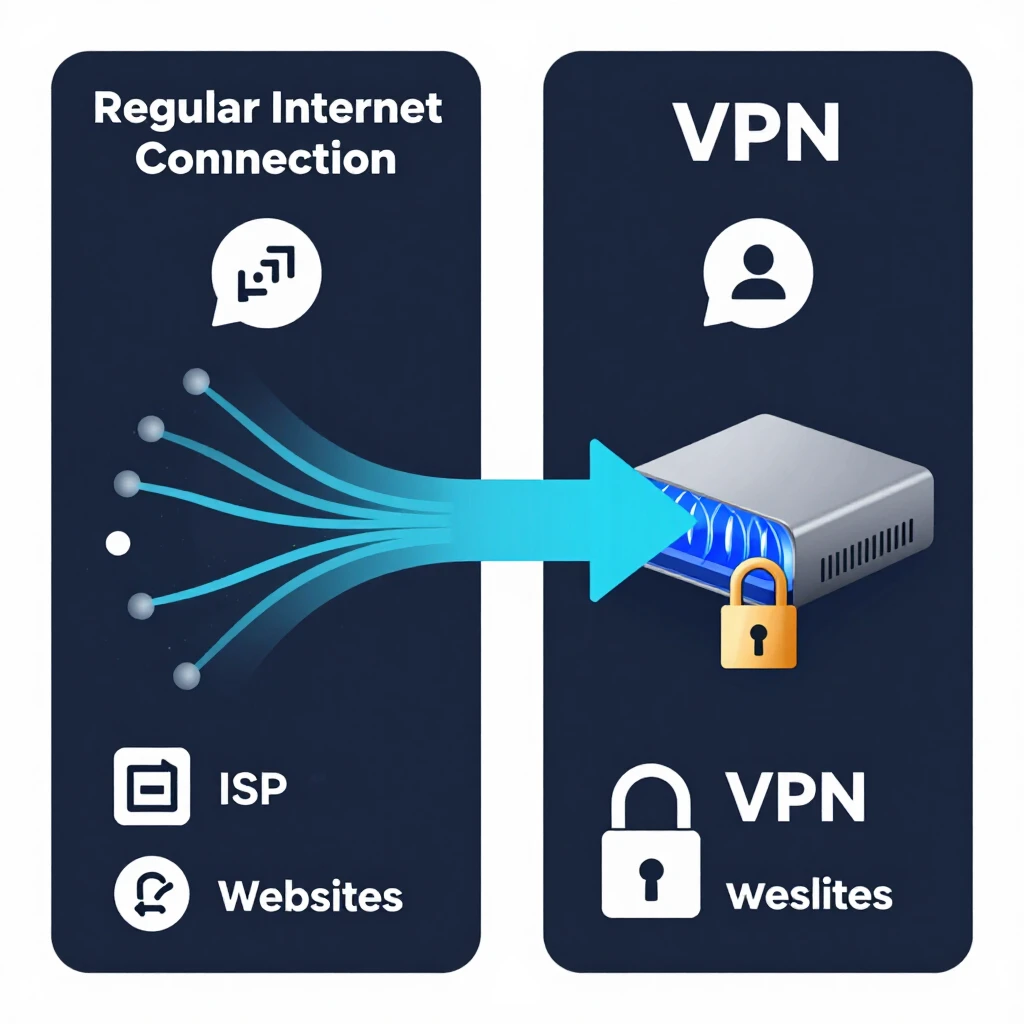 Comparison of internet traffic with and without VPN protection