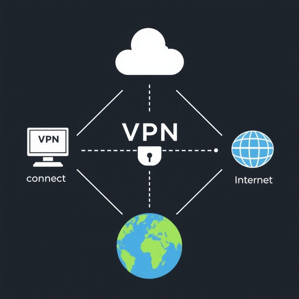 Diagram illustrating a VPN connection process, enhancing user security when connecting to the internet.