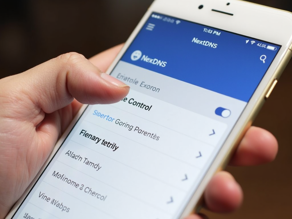 NextDNS app on smartphone adjusting parental controls