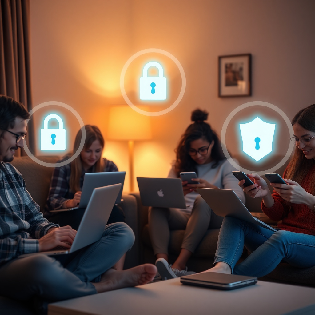 People implementing online privacy measures together