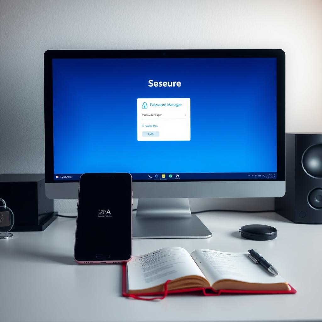 Secure digital workspace with password manager and 2FA setup