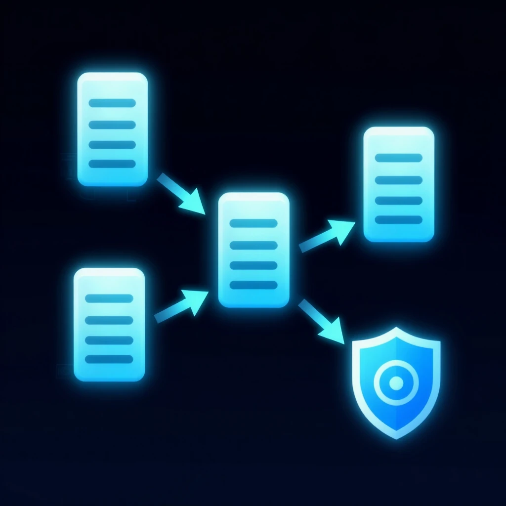 Visual representation of multi-hop VPN routing through multiple secure servers