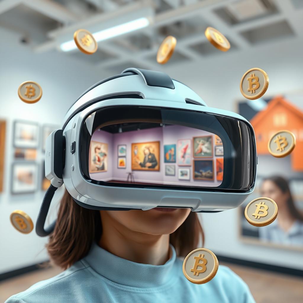 Virtual reality art gallery with blockchain authentication.