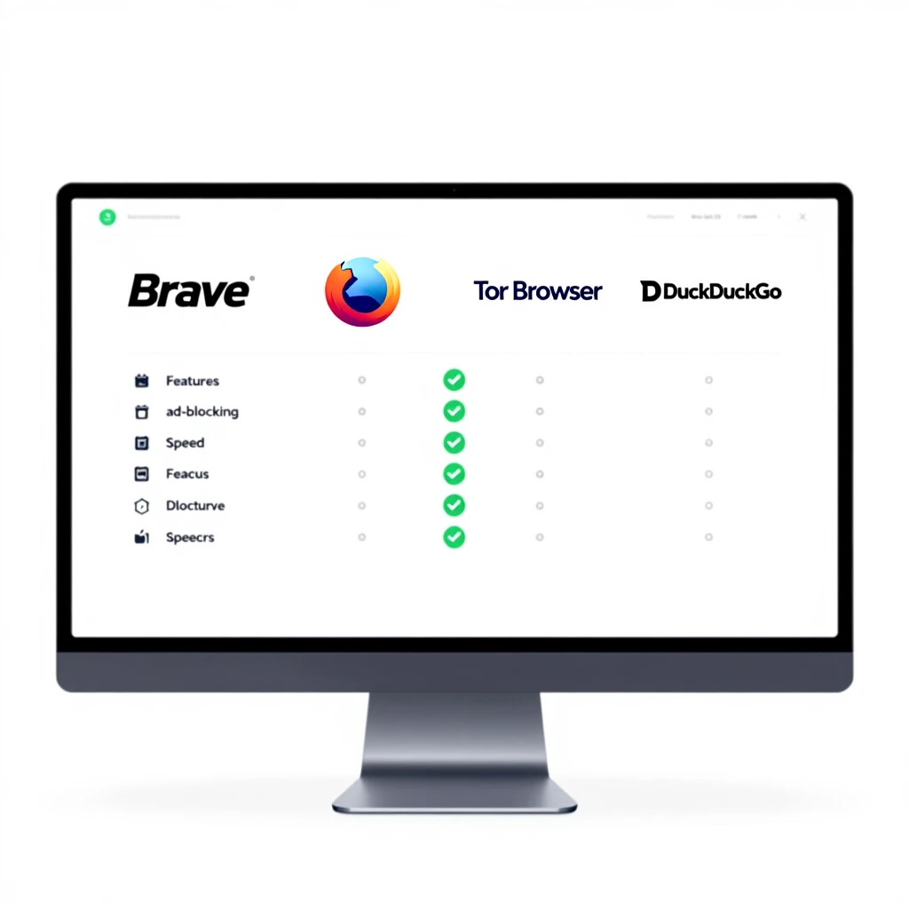 Visual comparison of privacy browser features
