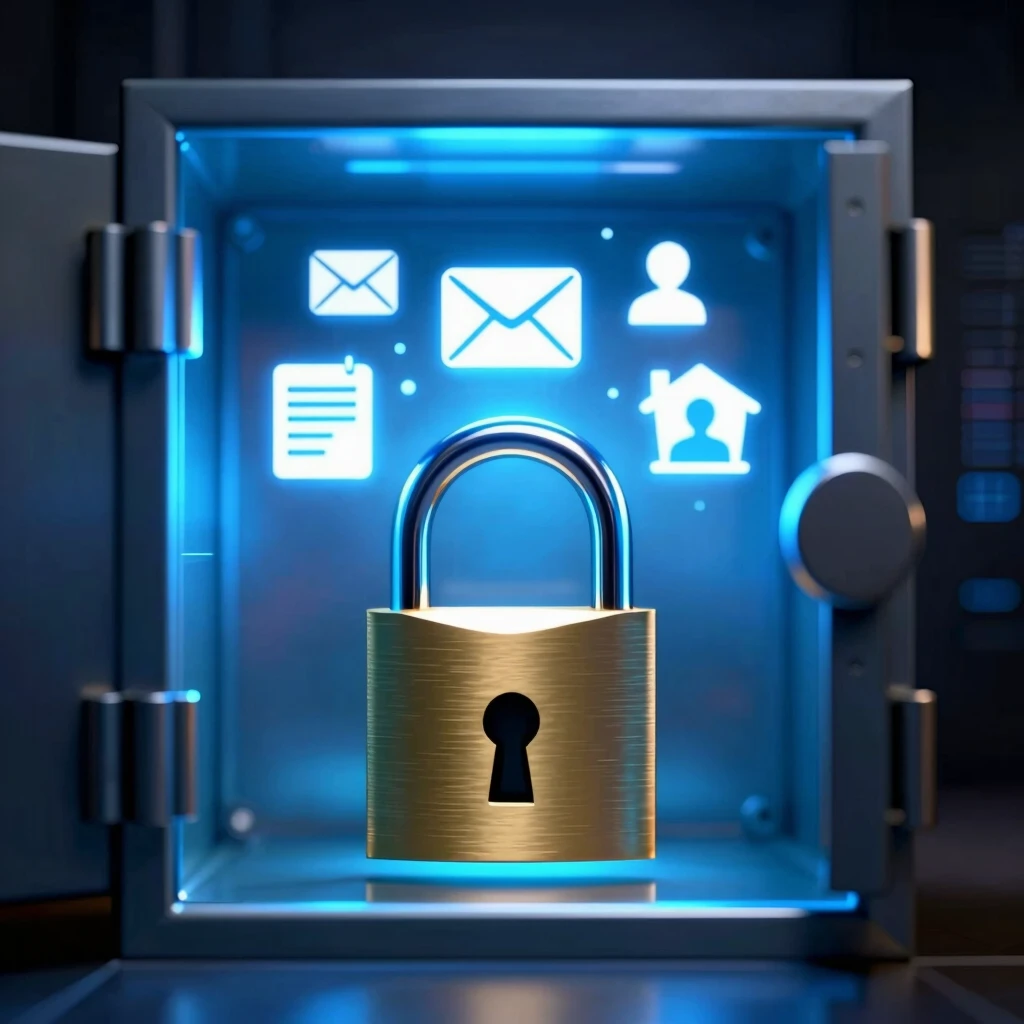 Secure digital vault protecting online account icons
