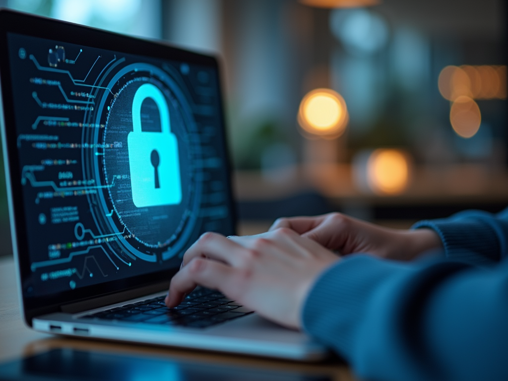 Laptop with padlock icon representing online privacy