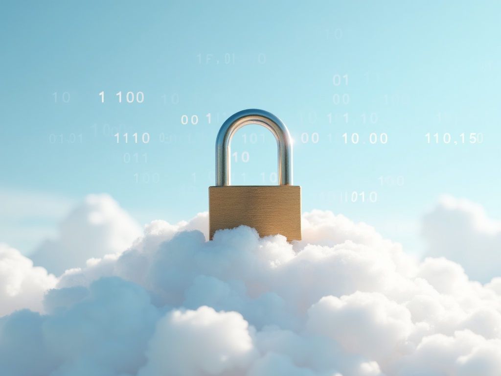 Padlock on a cloud symbolizing secure storage
