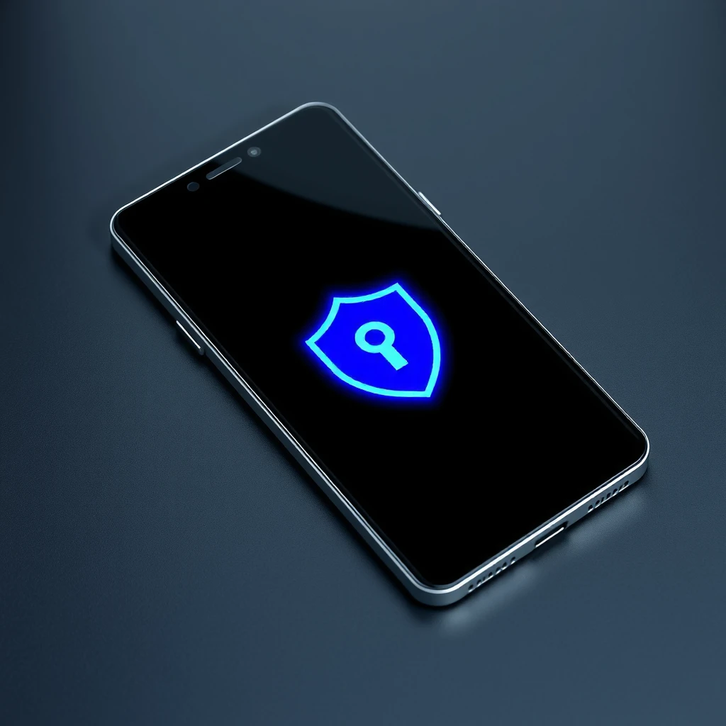 Android phone with glowing privacy shield icon protecting data