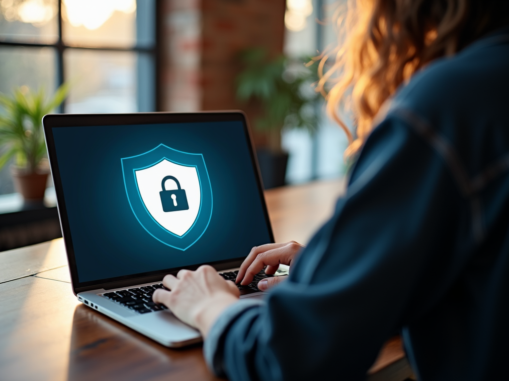 Person using a VPN on a laptop for online privacy.