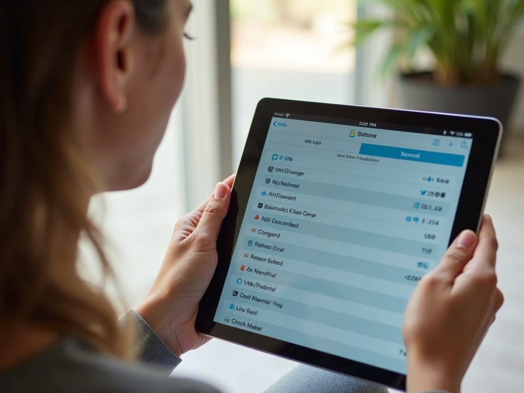 A person selecting a VPN on a tablet