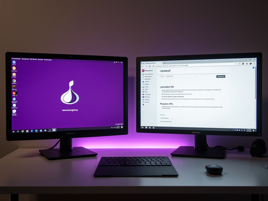 Side-by-side view of Tor and LibreWolf browsers