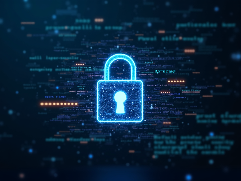 Digital lock symbolizing online security for digital art.