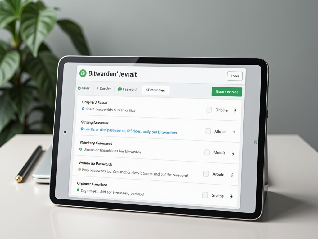 Bitwarden password manager organizing secure passwords